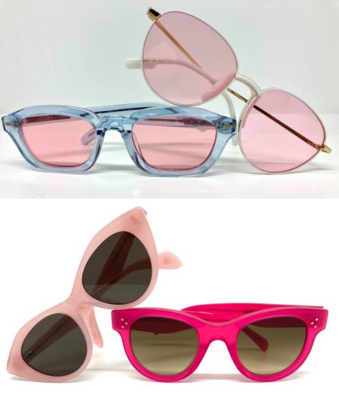 occhiali da sole con lenti colorate rosa