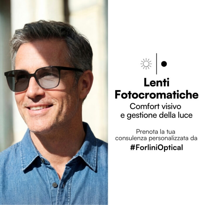 La qualità della visione non dipende solo dalla correzione del difetto visivo. Un elemento spesso sottovalutato è la gestione della luce.
Durante la giornata i nostri occhi sono sottoposti a continui cambi di luminosità: passaggi tra ambienti interni ed esterni e riflessi urbani, ma anche per l’esposizione prolungata agli schermi digitali grazie alla protezione UV più elevata rispetto a una tradizionale lente bianca.